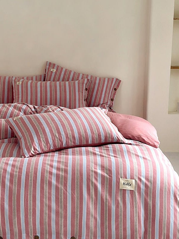 Button Stripe Bedding Set original reference image 2