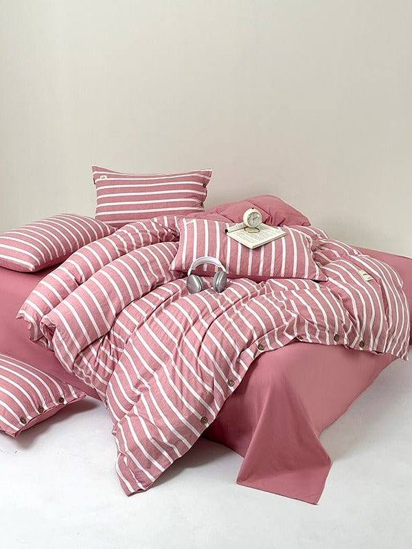 Button Stripe Bedding Set original reference image 7
