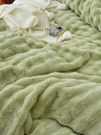 Cloud Grid Faux-Fur Bedding Set original reference image 3