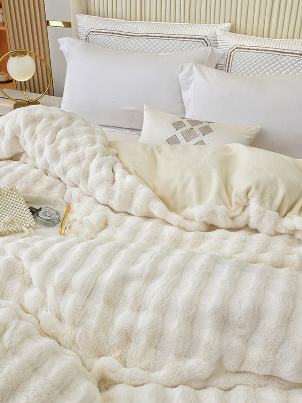 Cloud Grid Faux-Fur Bedding Set original reference image 21