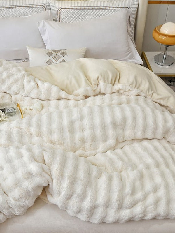 Cloud Grid Faux-Fur Bedding Set original reference image 22