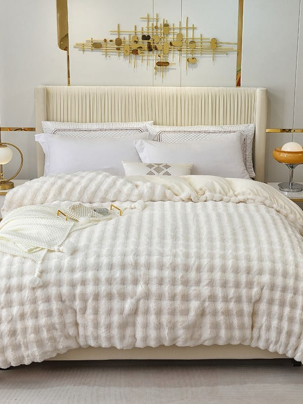 Cloud Grid Faux-Fur Bedding Set original reference image 24