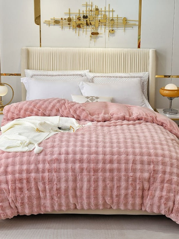 Cloud Grid Faux-Fur Bedding Set original reference image 30