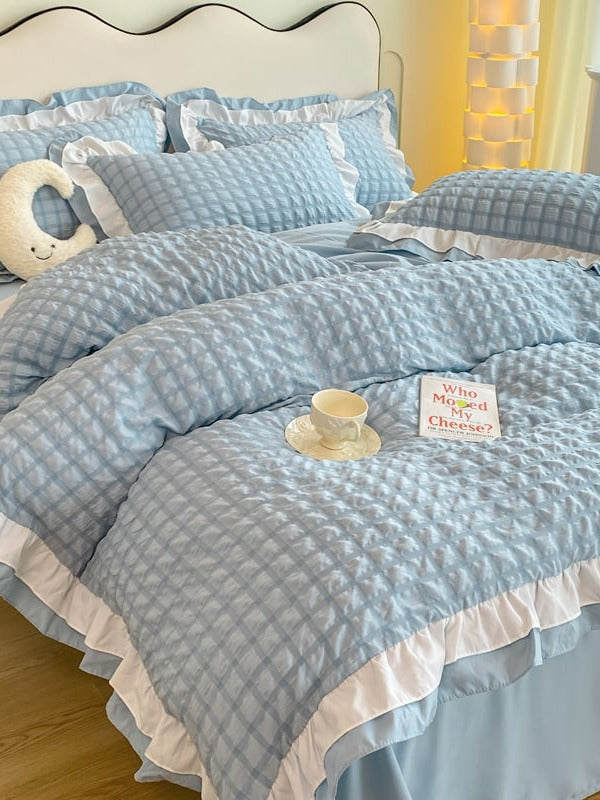 Contrast Flange Seersucker Bedding Set original reference image 1