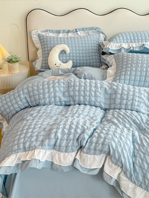 Contrast Flange Seersucker Bedding Set original reference image 4