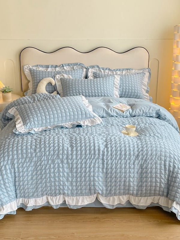 Contrast Flange Seersucker Bedding Set original reference image 6
