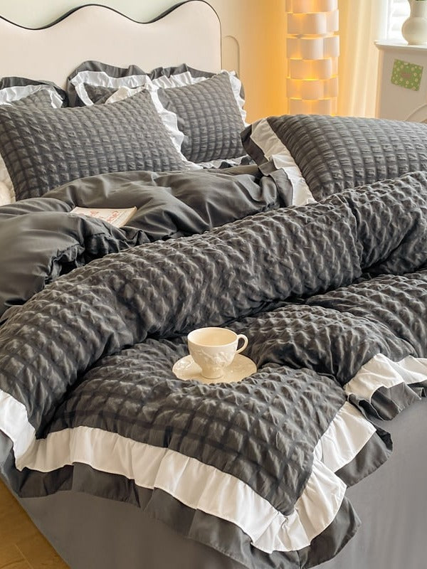 Contrast Flange Seersucker Bedding Set original reference image 21