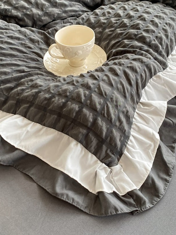 Contrast Flange Seersucker Bedding Set original reference image 22