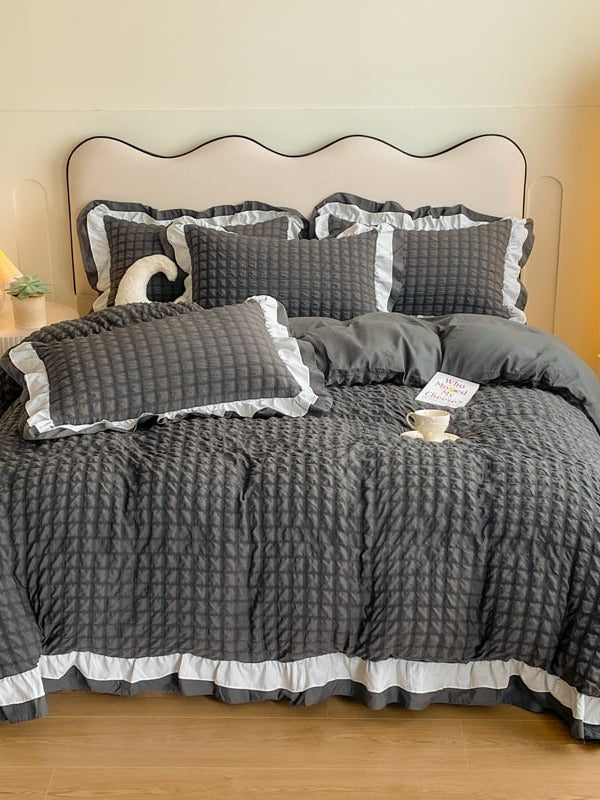 Contrast Flange Seersucker Bedding Set original reference image 24