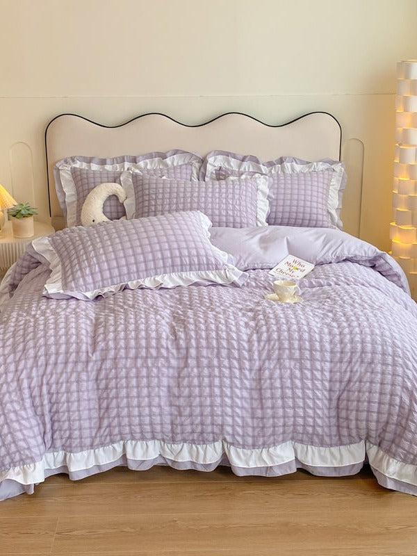 Contrast Flange Seersucker Bedding Set original reference image 30
