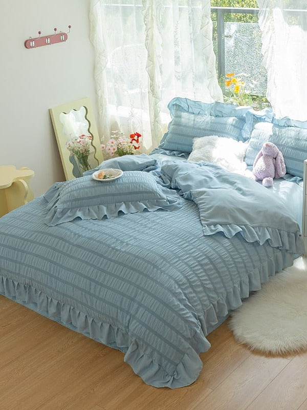 Gathered Ruffle Seersucker Bedding Set original reference image 9