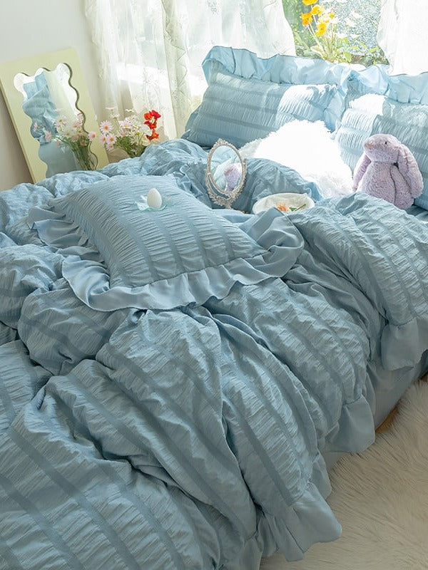 Gathered Ruffle Seersucker Bedding Set original reference image 11