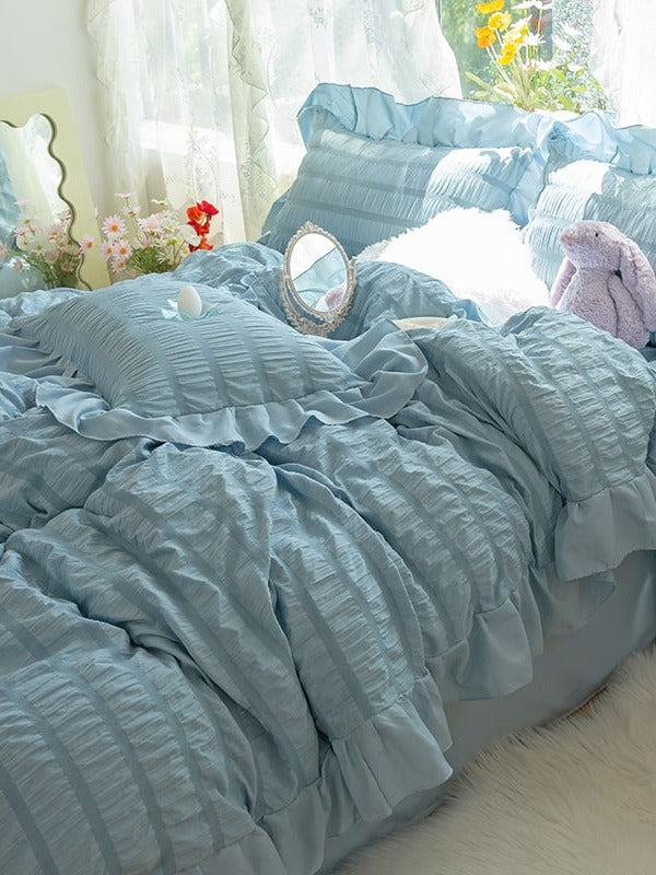 Gathered Ruffle Seersucker Bedding Set original reference image 12