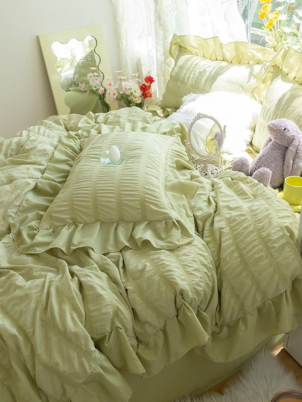 Gathered Ruffle Seersucker Bedding Set original reference image 36