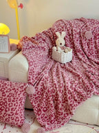 Pom-Pom Leopard Plush Throw Blanket original reference image 5