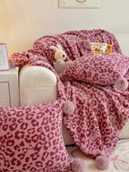 Pom-Pom Leopard Plush Throw Blanket original reference image 6