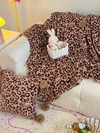 Pom-Pom Leopard Plush Throw Blanket original reference image 12