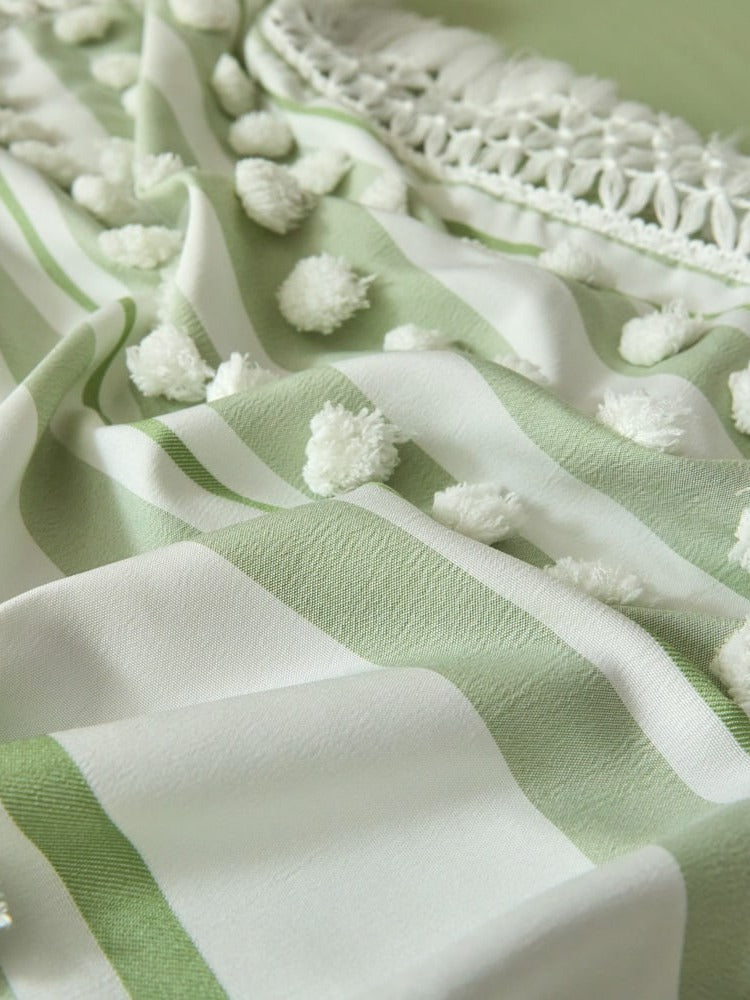 Pom Stripe Tassel Bedding Set original reference image 8