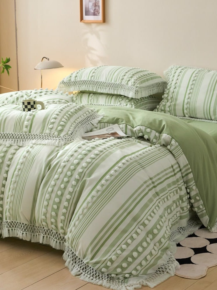 Pom Stripe Tassel Bedding Set original reference image 11