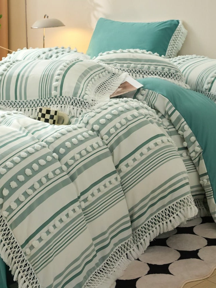 Pom Stripe Tassel Bedding Set original reference image 14