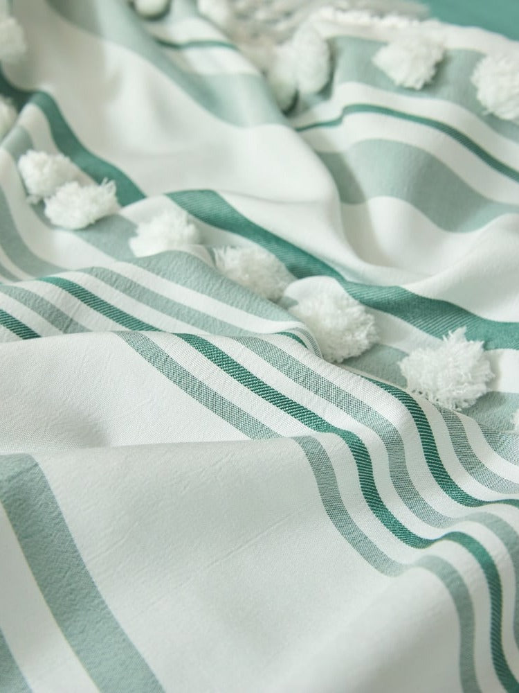 Pom Stripe Tassel Bedding Set original reference image 16