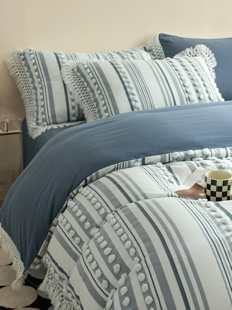 Pom Stripe Tassel Bedding Set original reference image 27