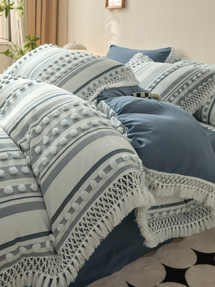 Pom Stripe Tassel Bedding Set original reference image 29