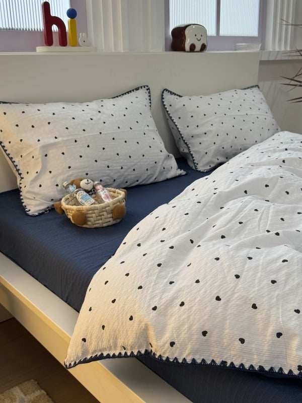 Puff Heart Seersucker Duvet Cover Set original reference image 2