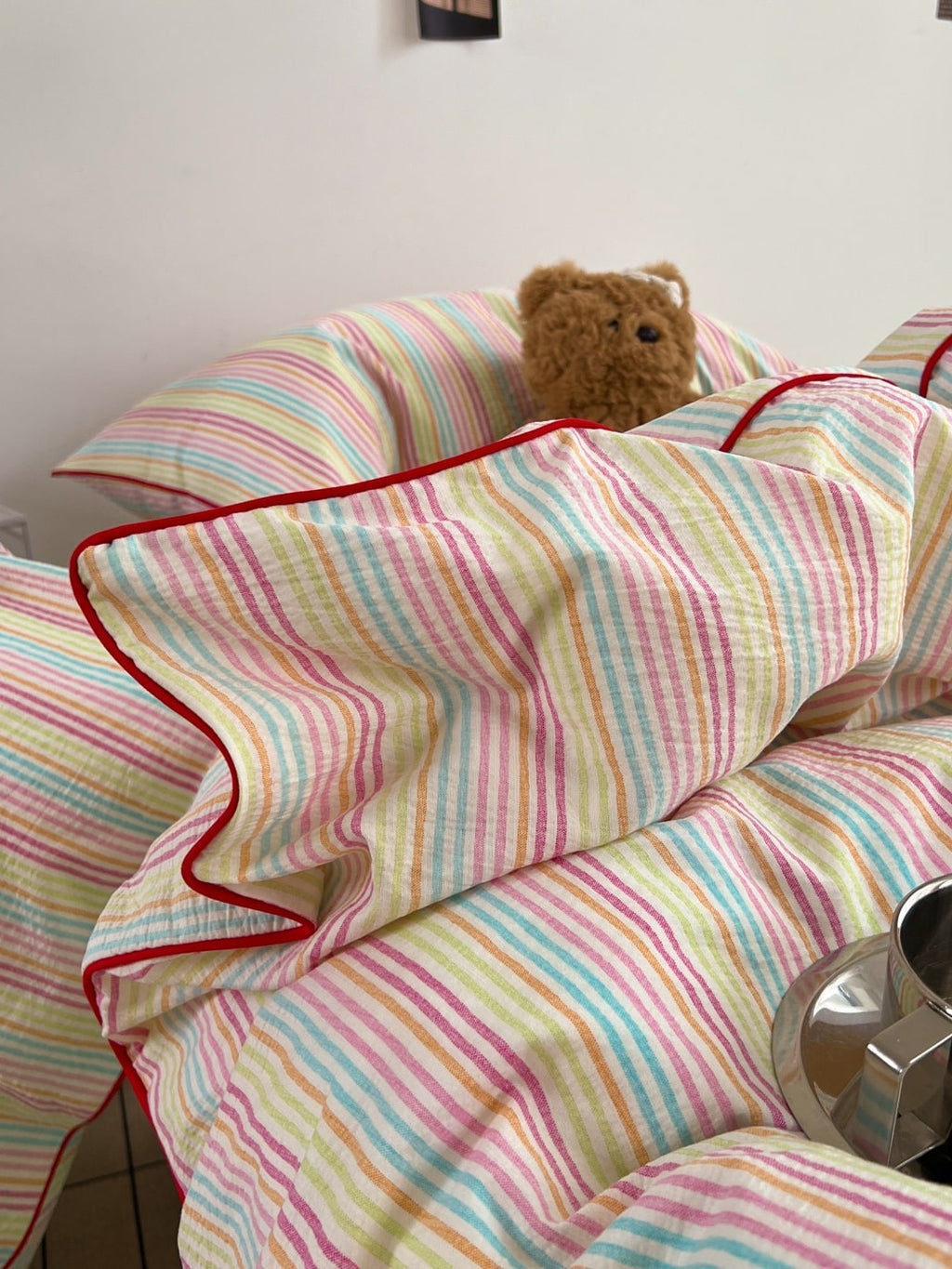 Quiet Piping Colorblock Duvet Cover Set original reference image 4