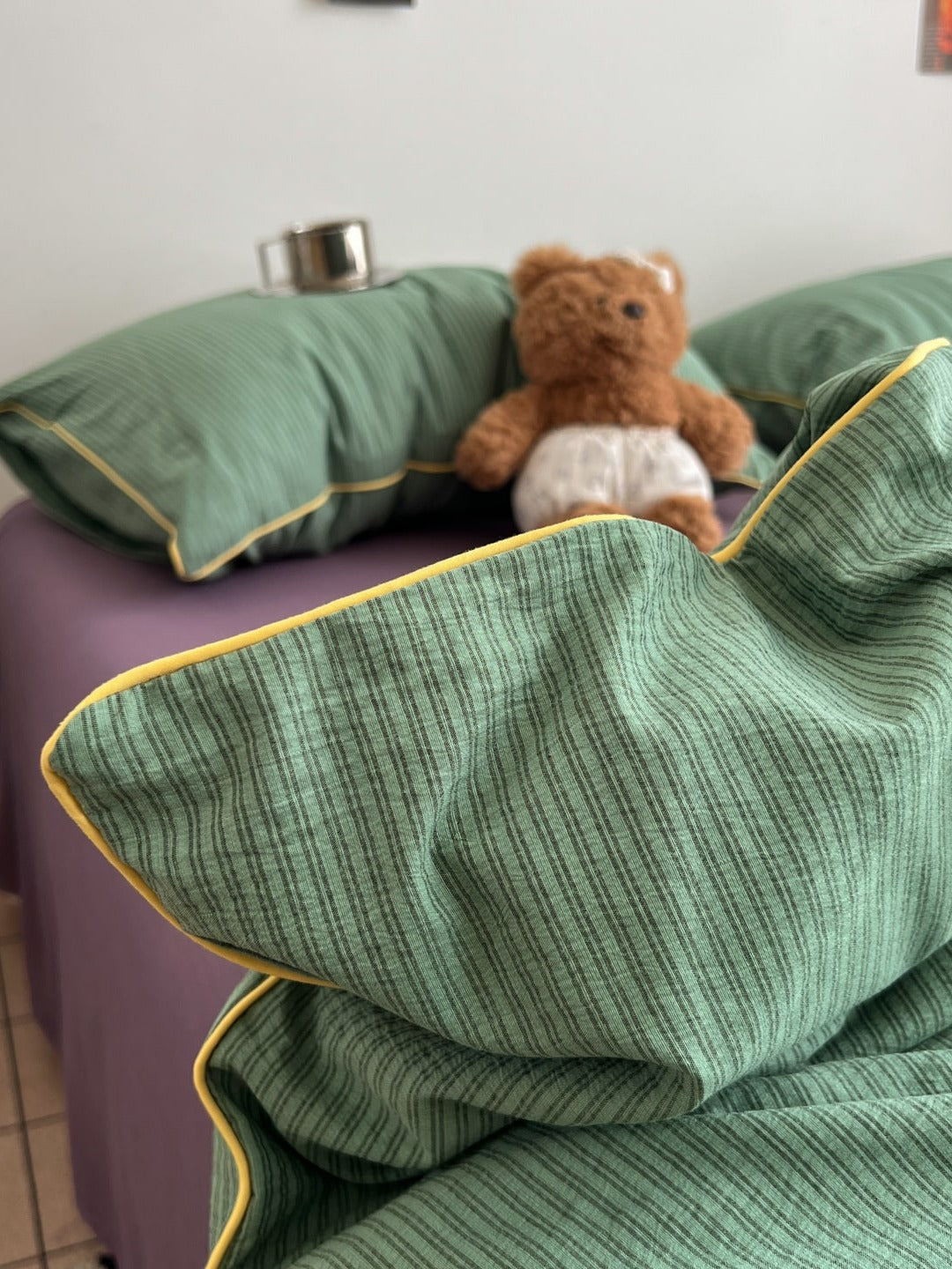Quiet Piping Colorblock Duvet Cover Set original reference image 14