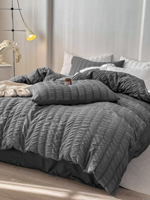 Quiet Stripe Seersucker Bedding Set original reference image 1