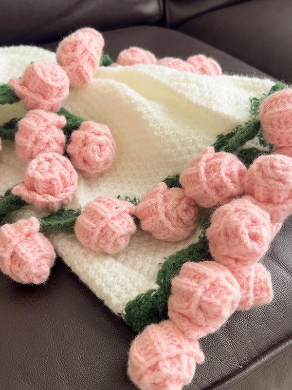 Rose Bouquet Knit Throw Blanket original reference image 2