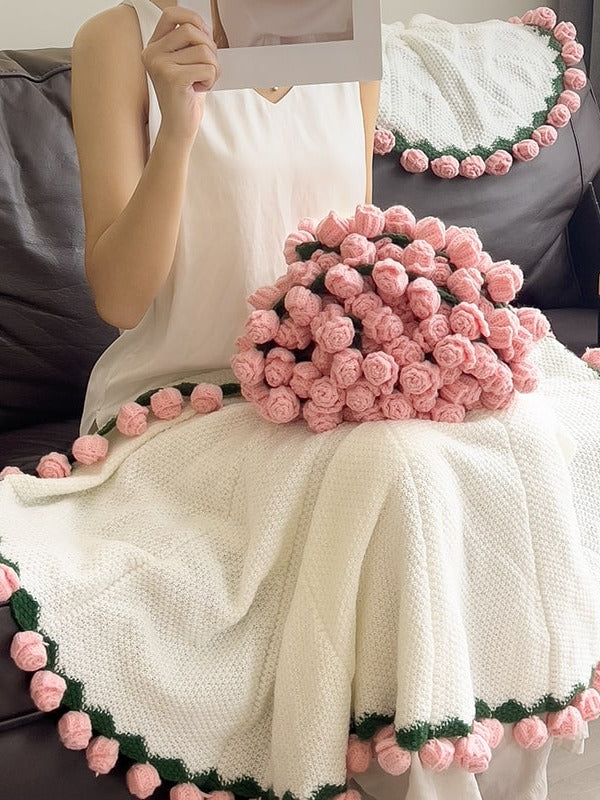 Rose Bouquet Knit Throw Blanket original reference image 4