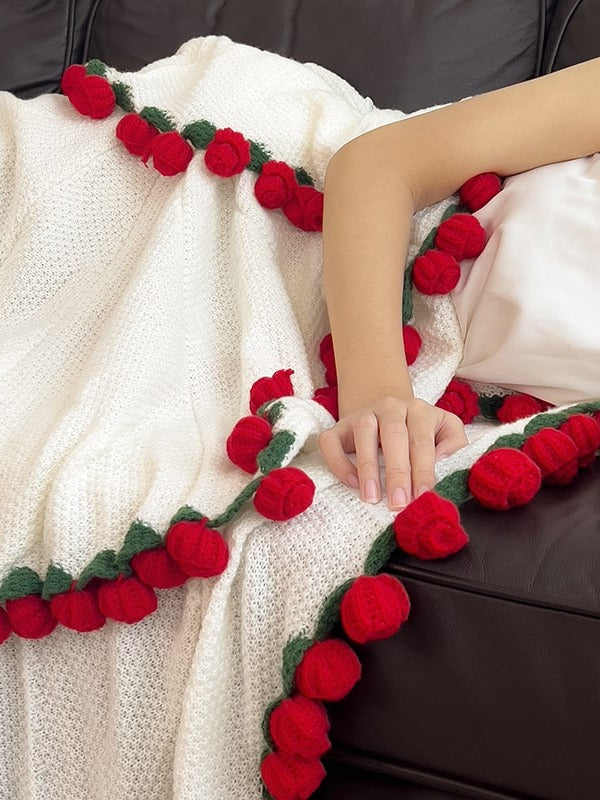 Rose Bouquet Knit Throw Blanket original reference image 15