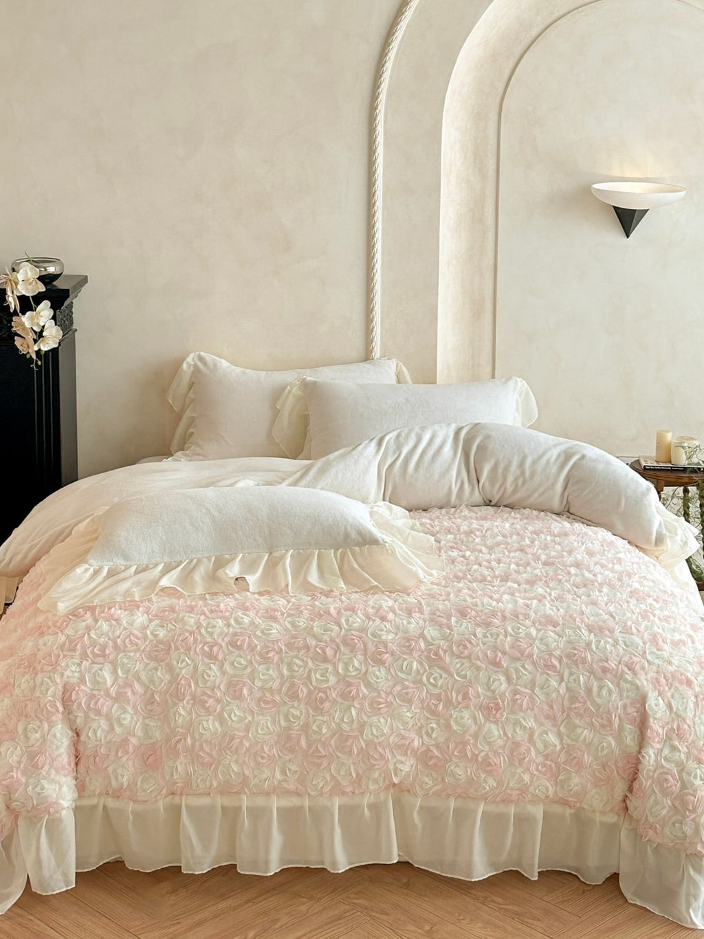 Rose Chiffon Plush Bedding Set original reference image 2