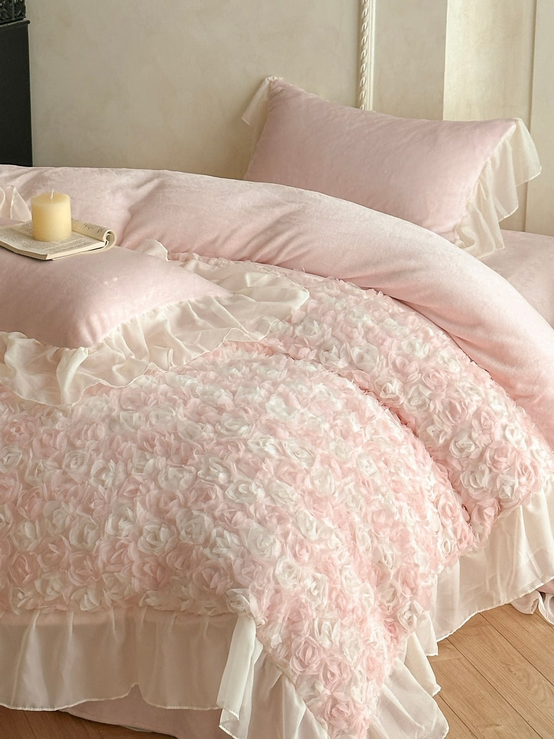Rose Chiffon Plush Bedding Set original reference image 11
