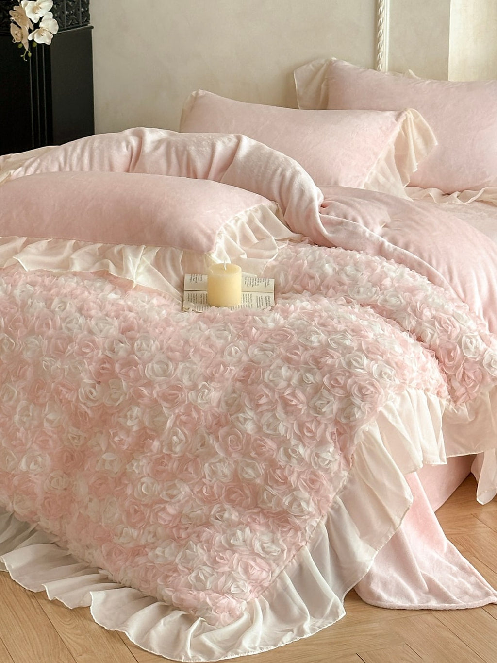 Rose Chiffon Plush Bedding Set original reference image 14