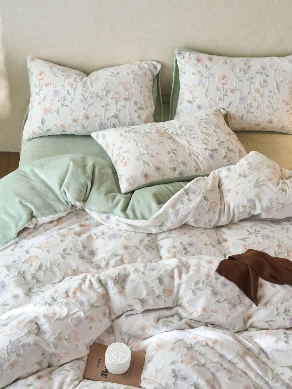 Sculpted Floral Plush Bedding Set original reference image 17