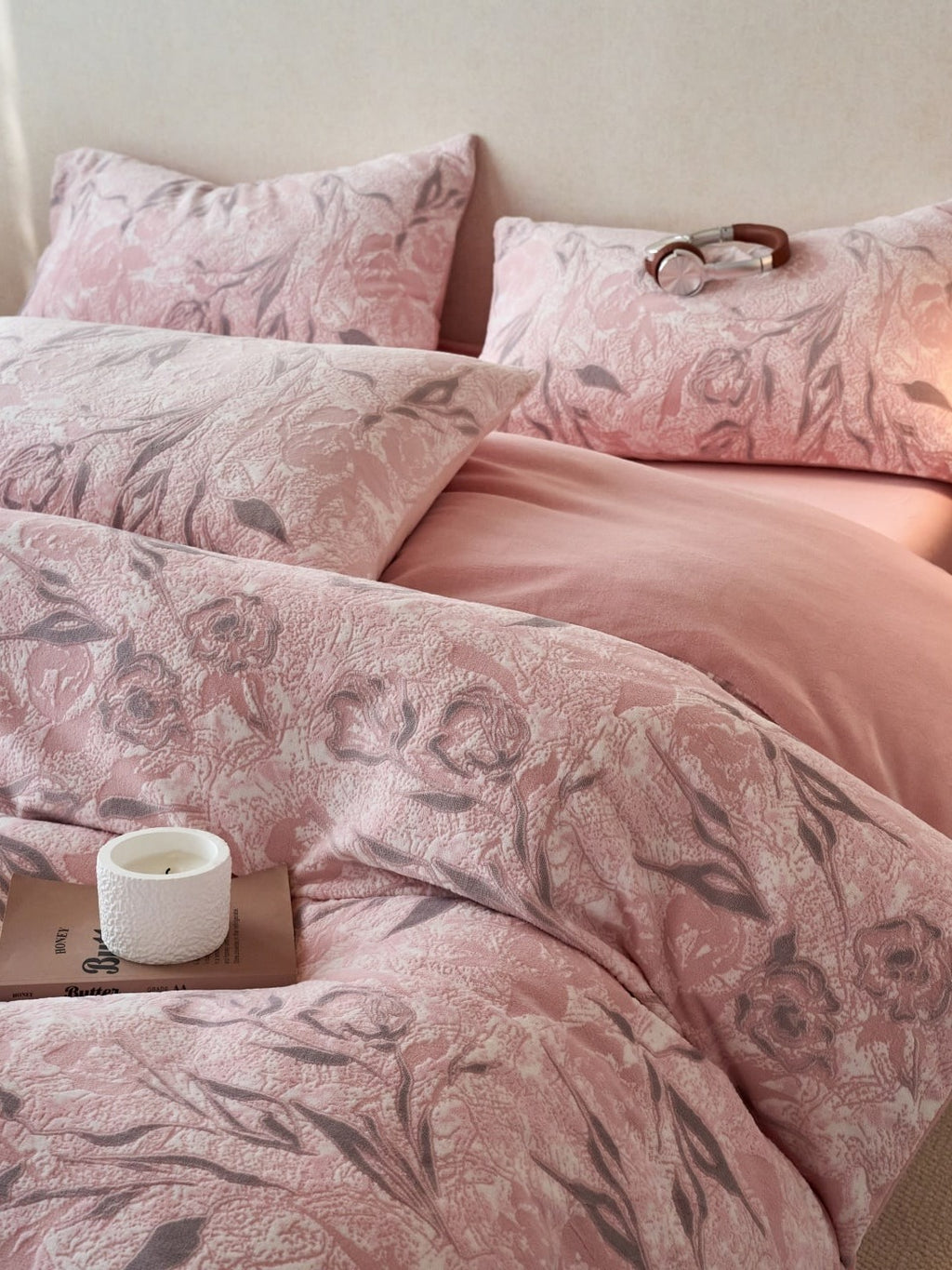 Sculpted Floral Plush Bedding Set original reference image 21