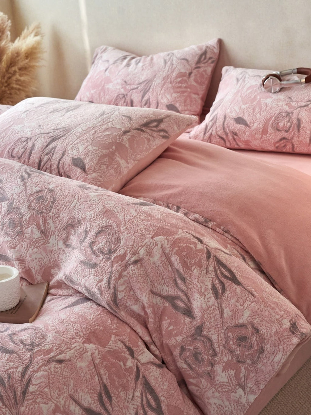 Sculpted Floral Plush Bedding Set original reference image 22