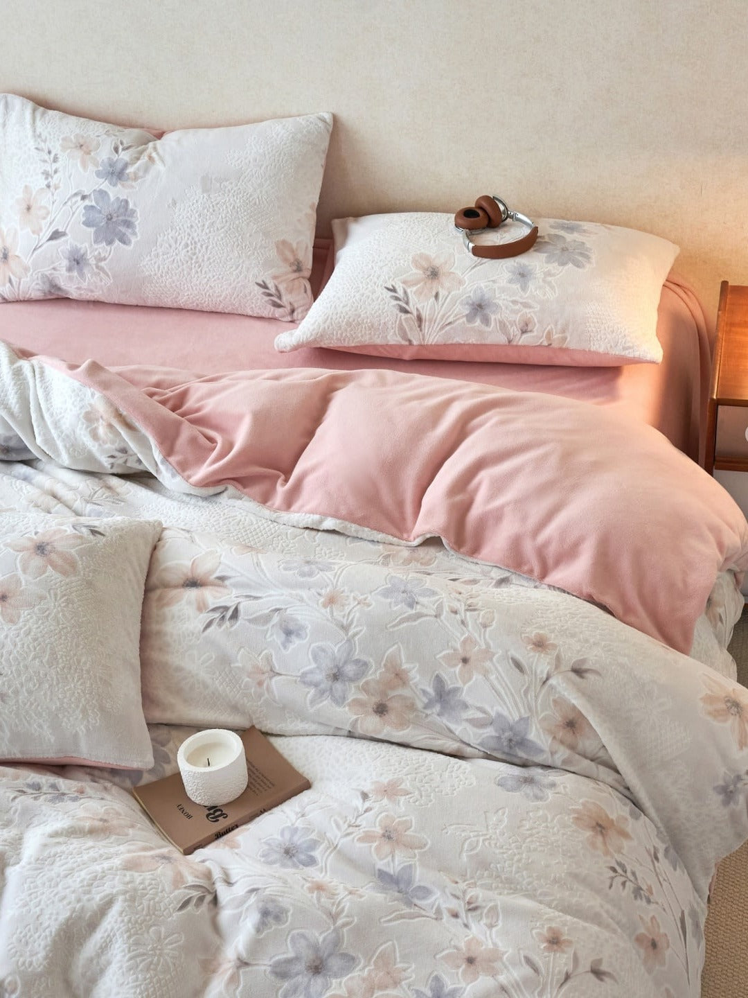 Sculpted Floral Plush Bedding Set original reference image 46