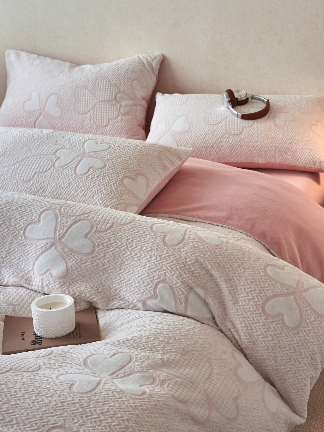 Sculpted Floral Plush Bedding Set original reference image 52