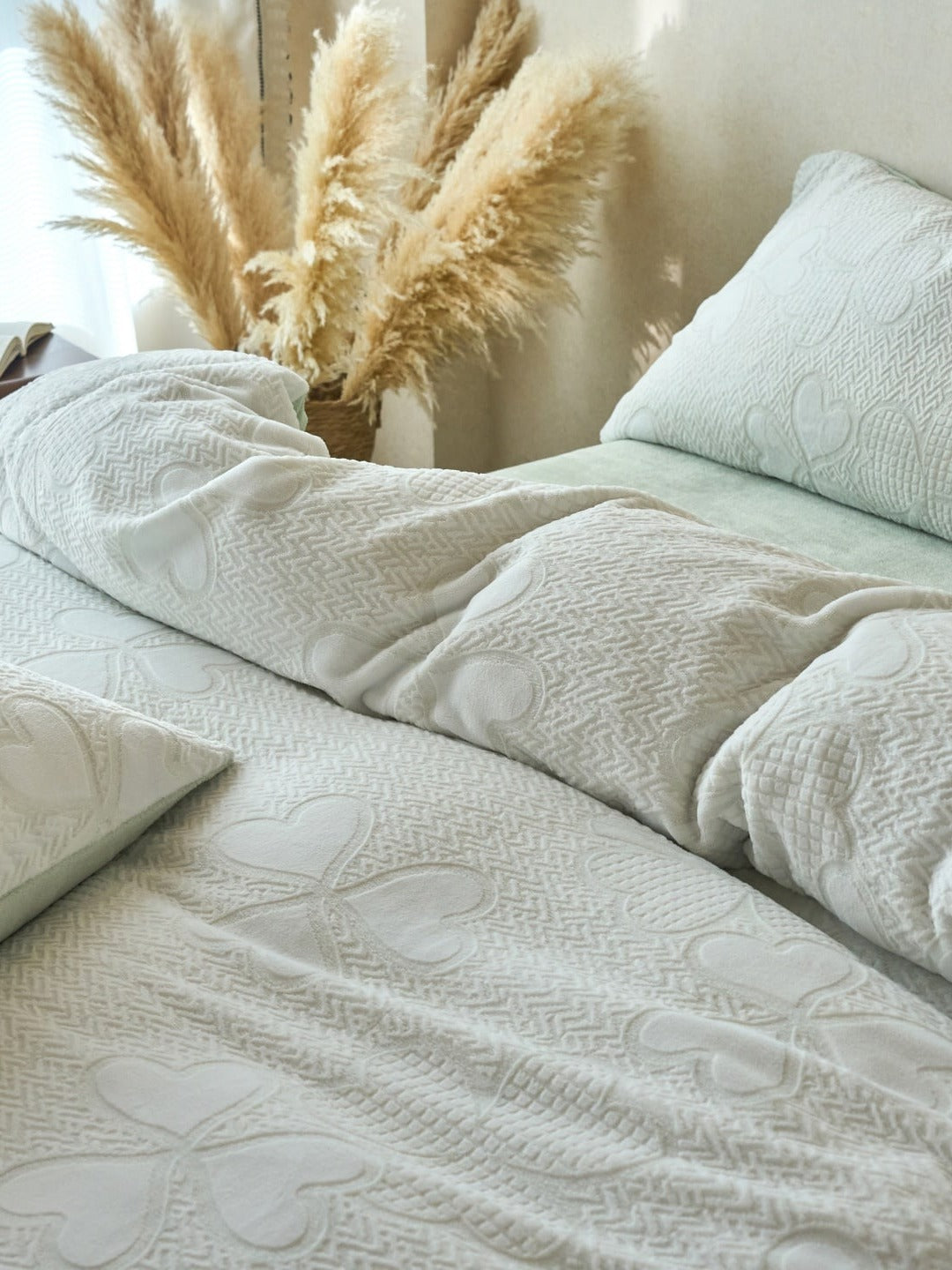 Sculpted Floral Plush Bedding Set original reference image 55