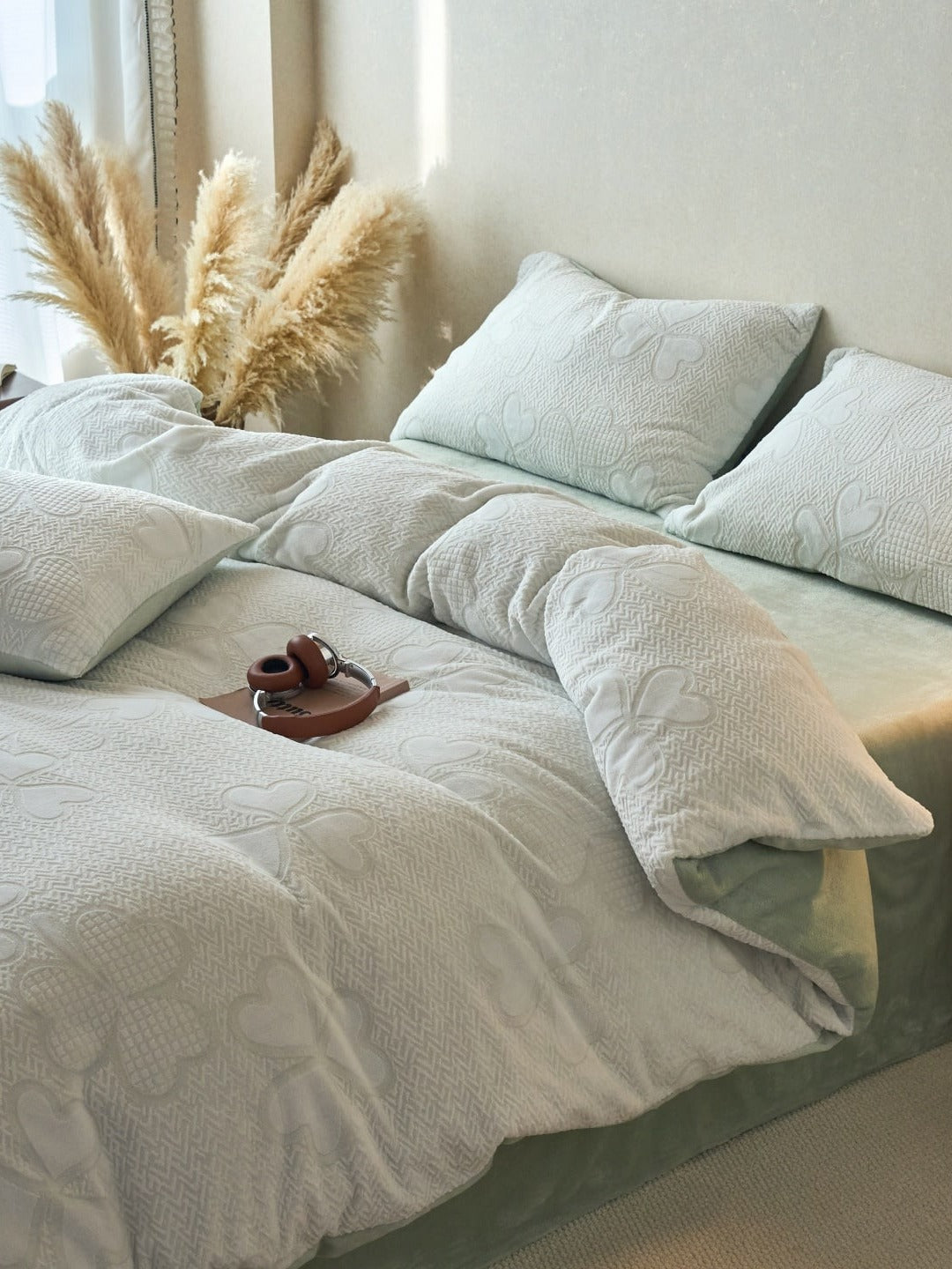 Sculpted Floral Plush Bedding Set original reference image 60
