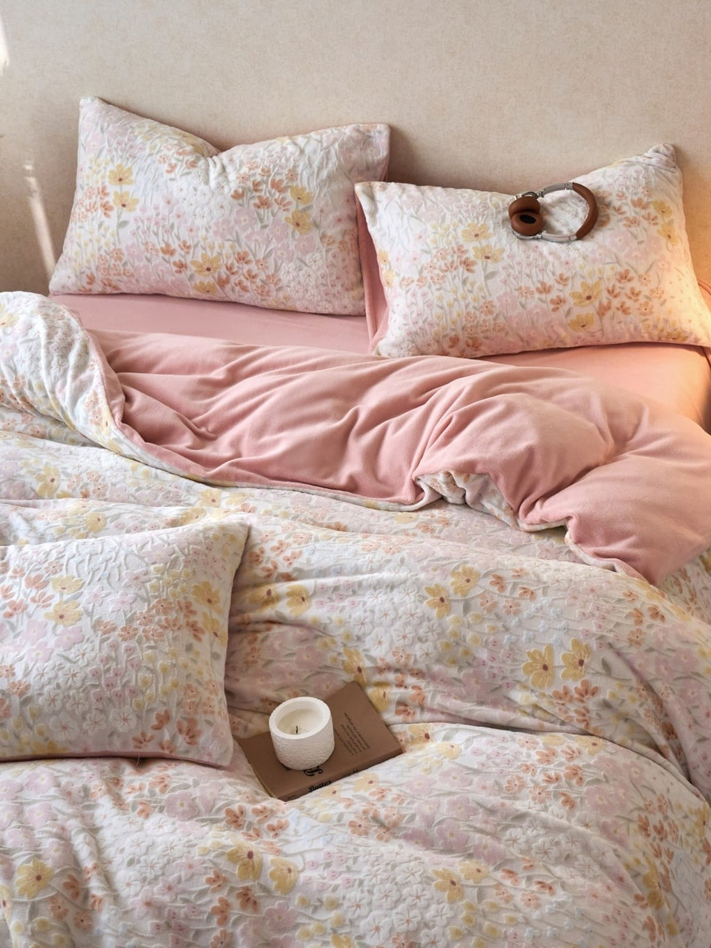 Sculpted Floral Plush Bedding Set original reference image 61