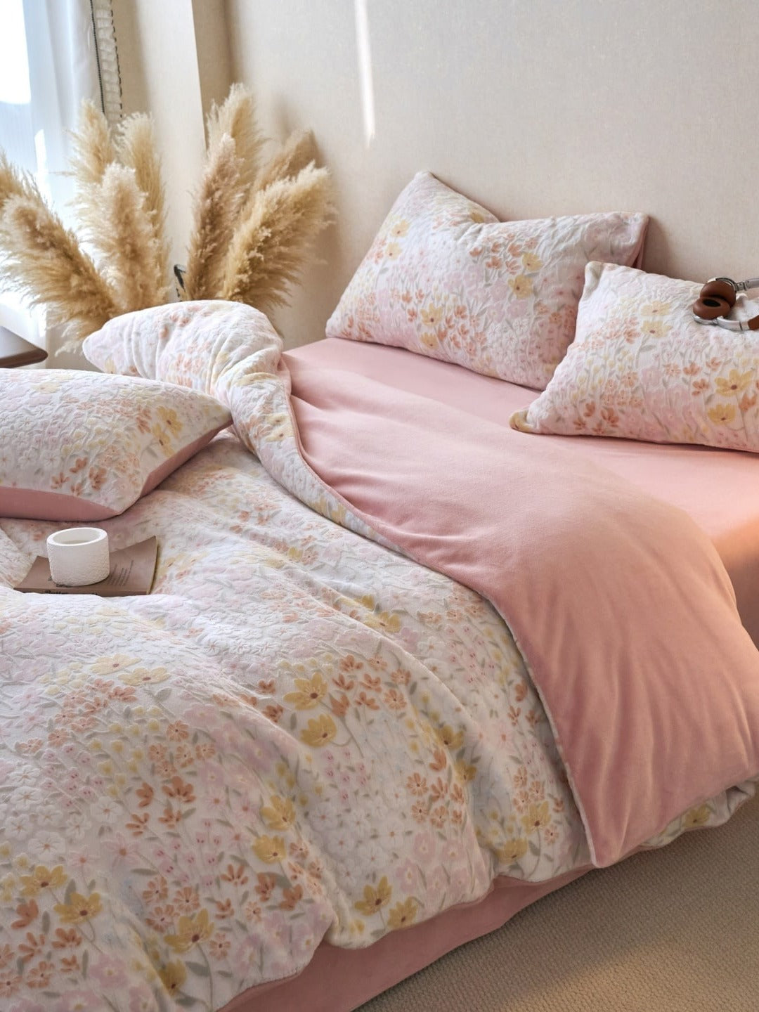 Sculpted Floral Plush Bedding Set original reference image 64