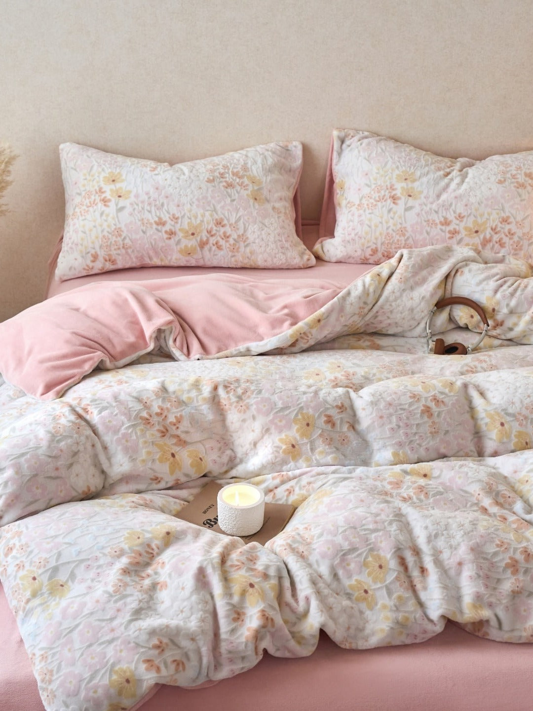 Sculpted Floral Plush Bedding Set original reference image 65