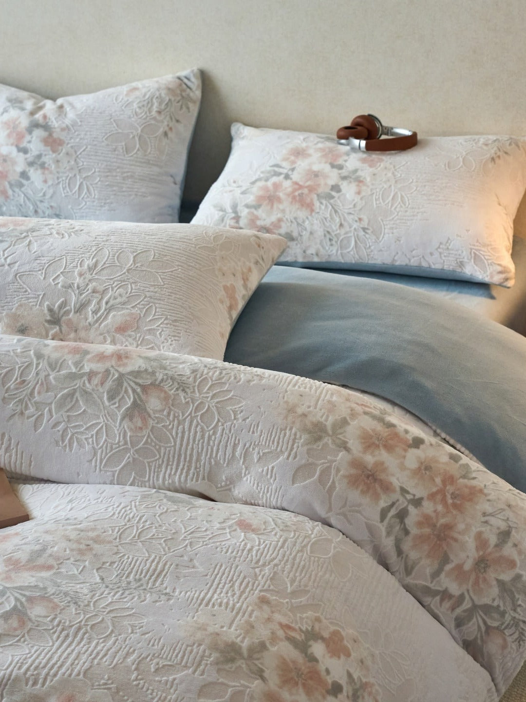 Sculpted Floral Plush Bedding Set original reference image 82