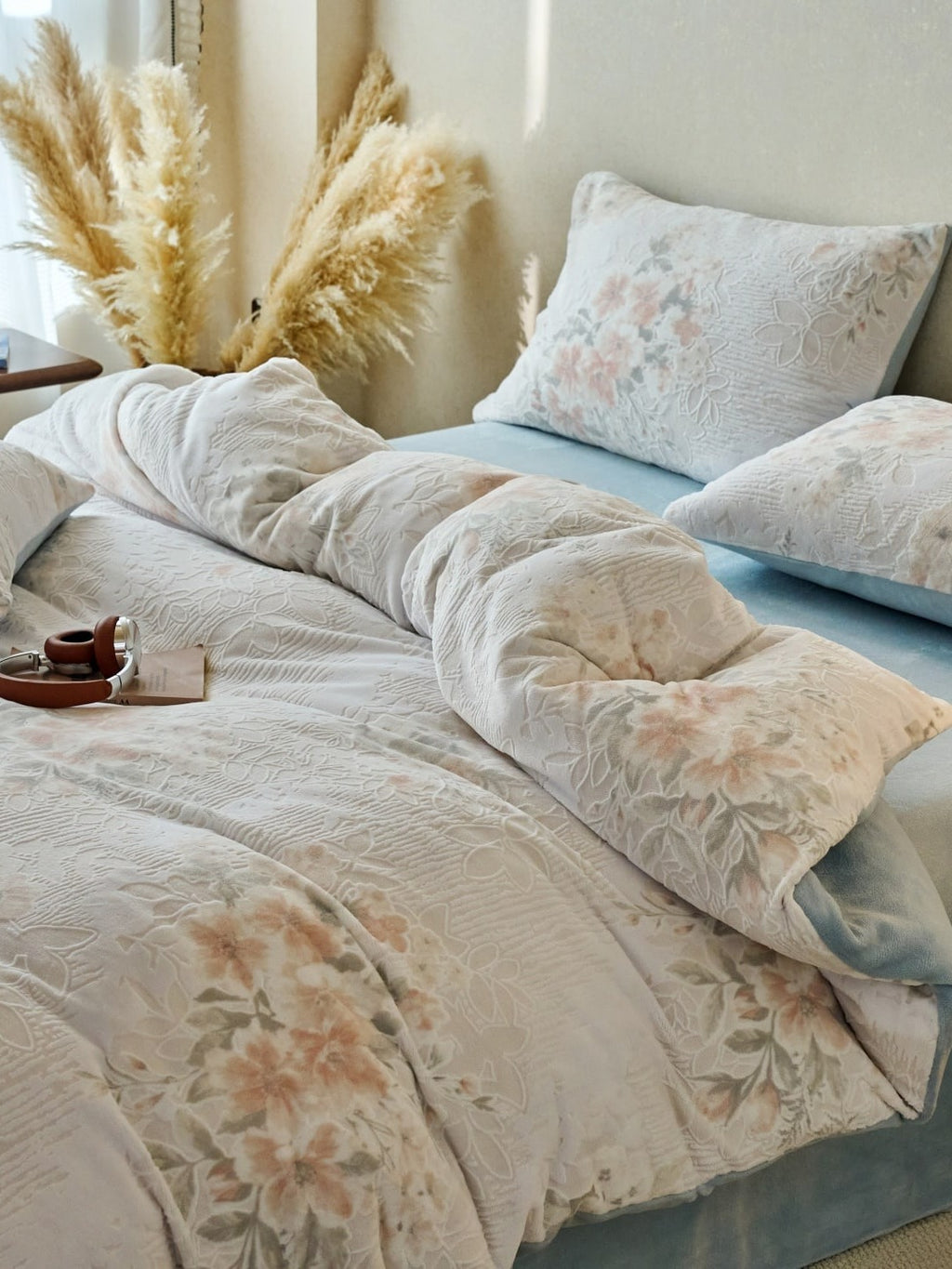 Sculpted Floral Plush Bedding Set original reference image 84