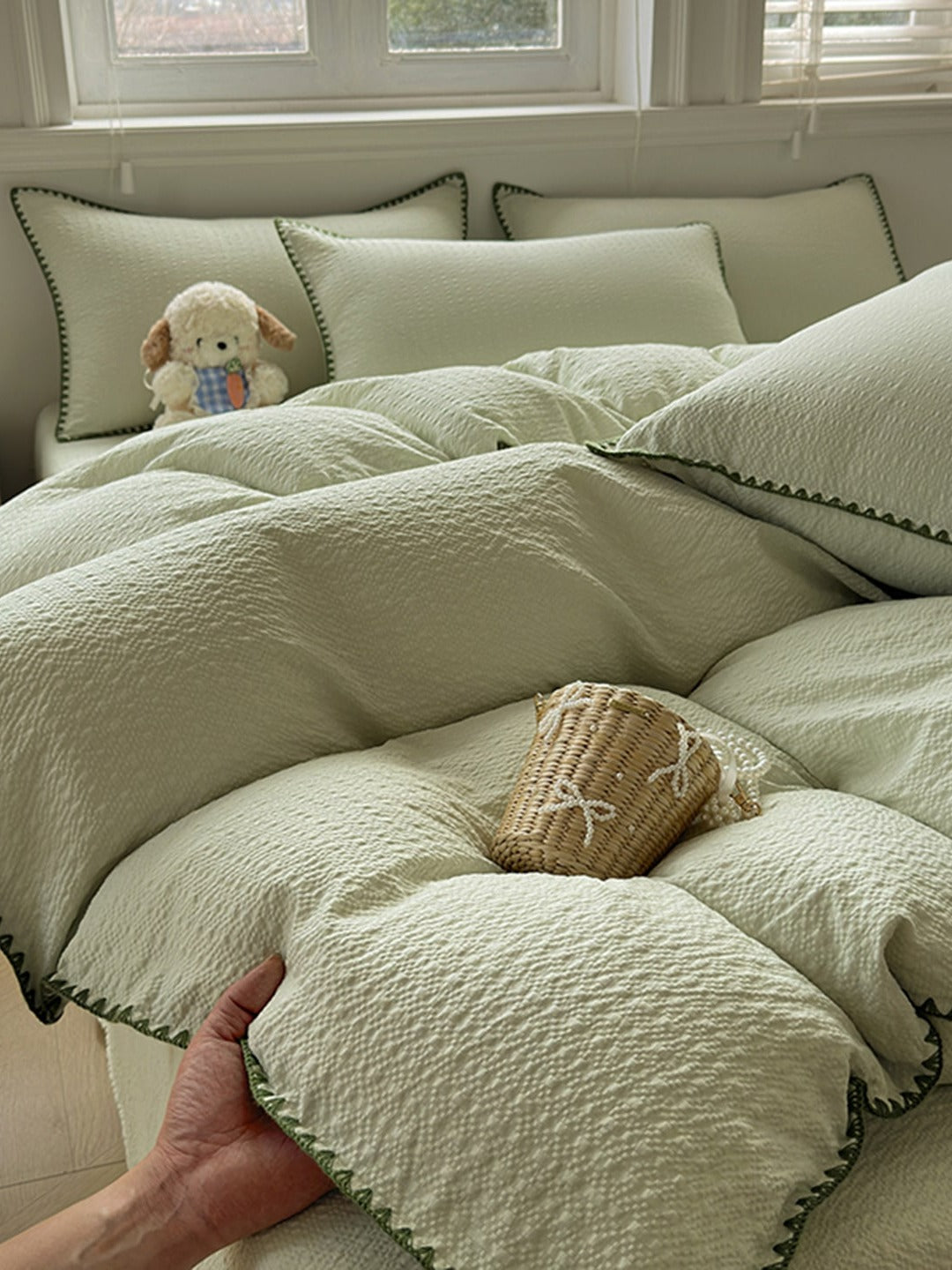 Shell Edge Seersucker Duvet Cover Set original reference image 5